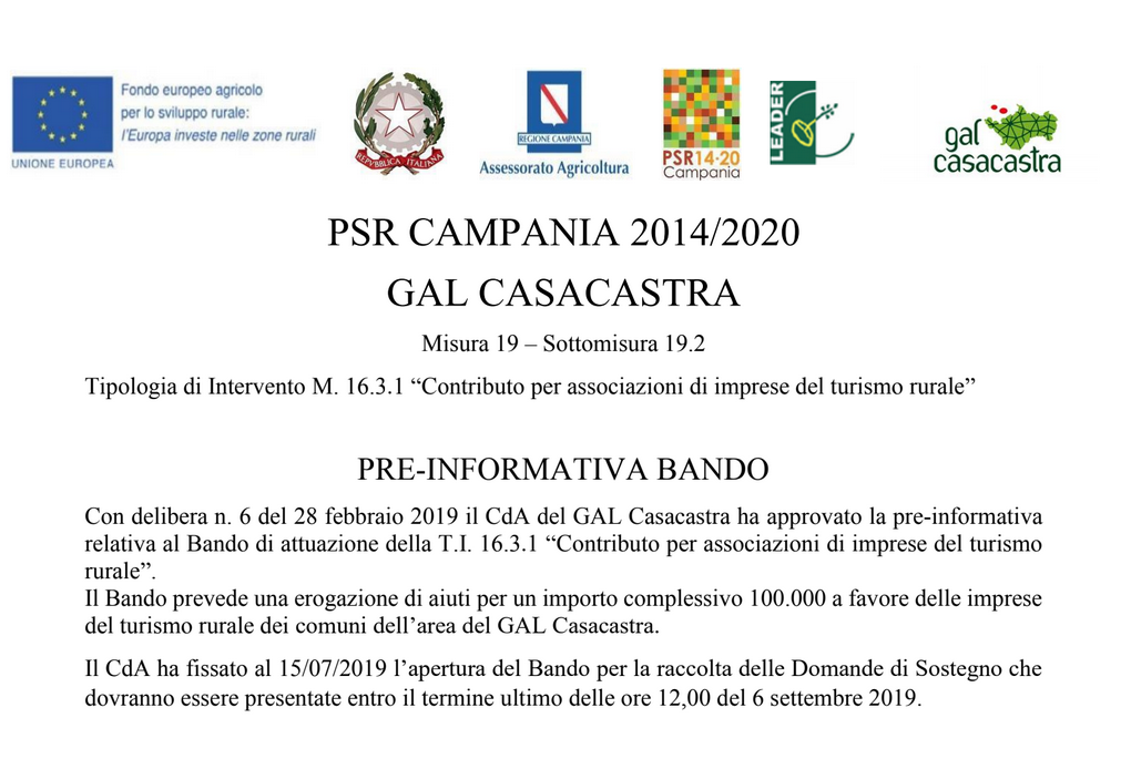 Bando Misura 16.3.1