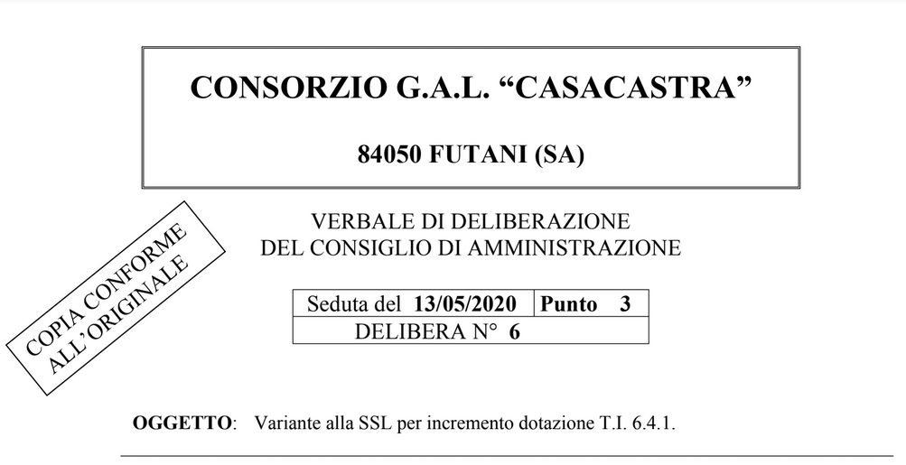 Approvazione Modifica PF-A4 Del 06 del 13-05-2020