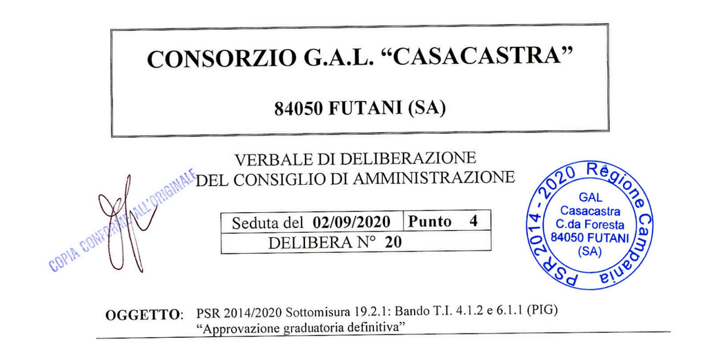 Misura 19 – Sottomisura 19. 2 T.I. 4.1.2 e 6.1.1.- (PIG) – graduatoria definitiva