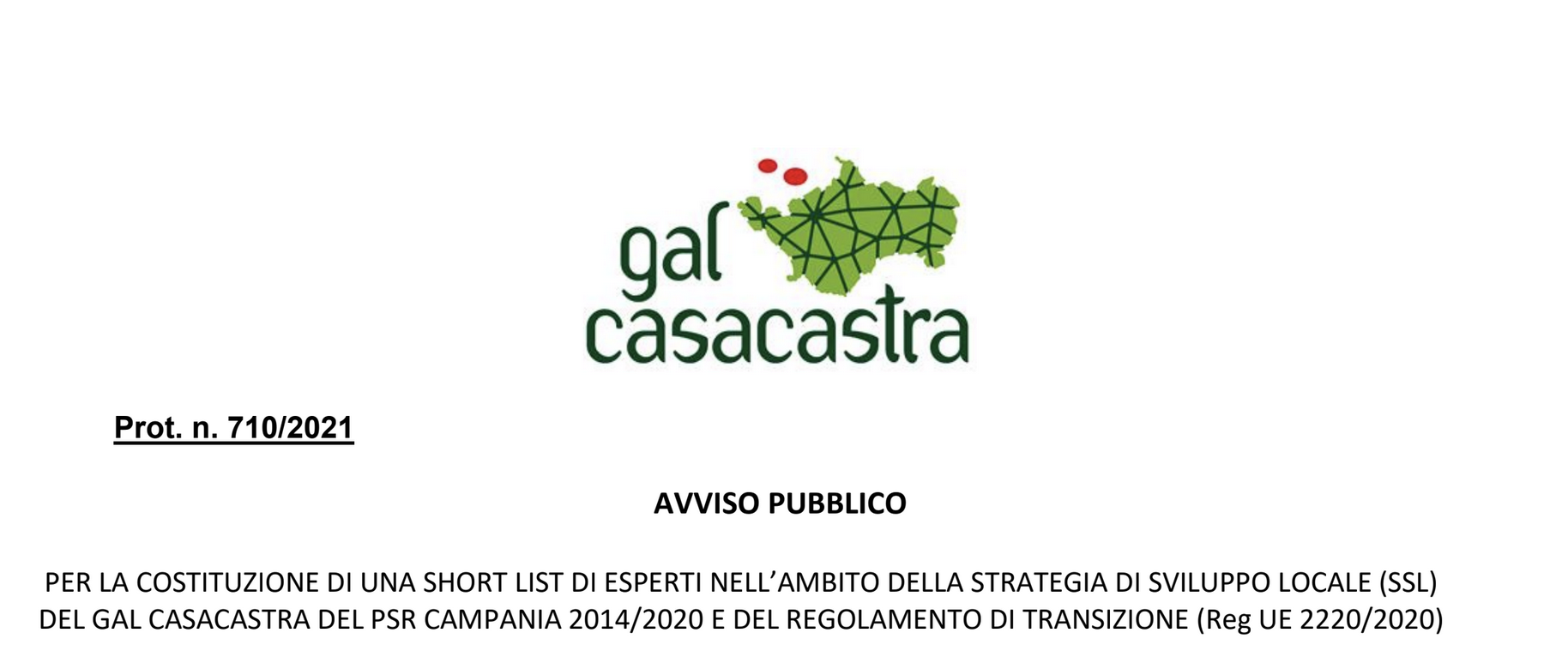 AVVISO 710_2021 PUBBLICO SHORT LIST