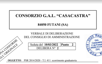 PSR 2014/2020 – T.I. 411: scorrimento graduatoria
