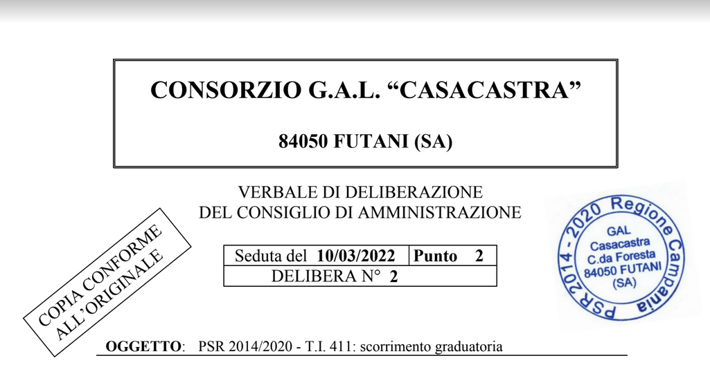 PSR 2014/2020 – T.I. 411: scorrimento graduatoria