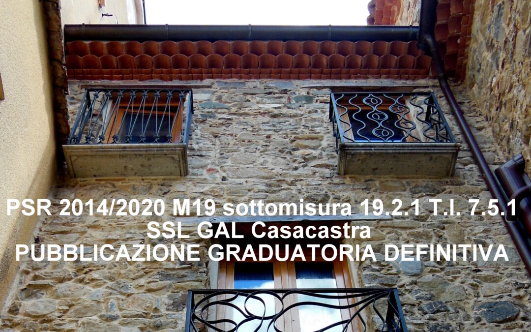 T.I. 7.5.1 GRADUATORIA DEFINITIVA Bando “Sostegni a investimenti di fruizione pubblica in infrastrutture ricreative e turistiche su piccola scala”